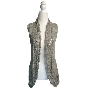 Anthropologie Angels of The North Gray Crochet Knit Sweater Vest sz S